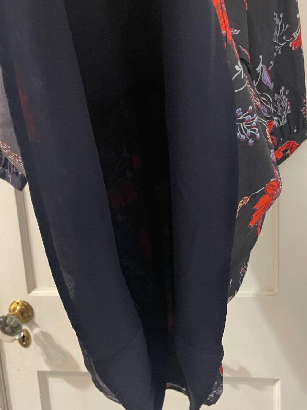MADEWELL Silk Ruffle-Waist Dress in Windblown Poppies Size 2 - Picture 7 of 7